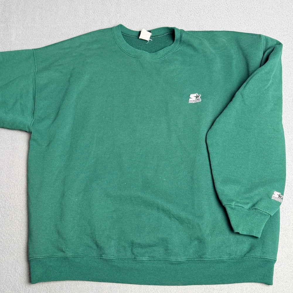 Vintage Starter Crewneck Sweatshirt Green Long Sleeve Logo XL SM10 7N